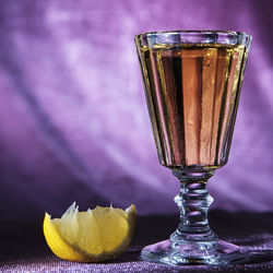 Close-up of drink in glass on table