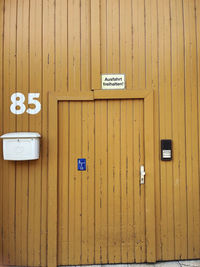 Text on wooden door