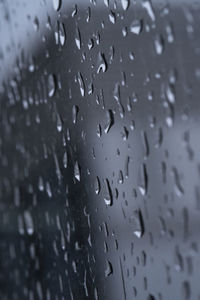 Full frame shot of raindrops on glass window