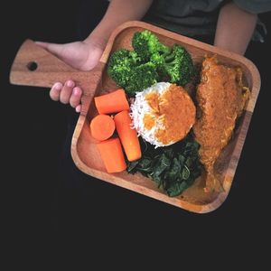 High angle view of food on table