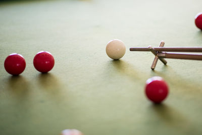Close-up of pool table