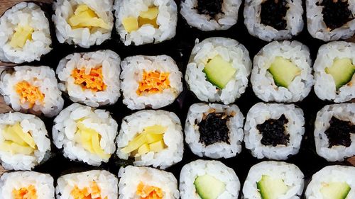 Full frame shot of sushi