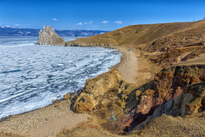 Scenic view of beach against sky