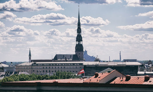 View of buildings against cloudy sky