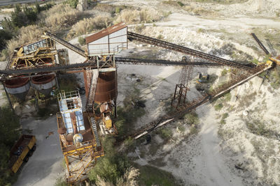 Aerial photographic documentation of an old abandoned cement factory