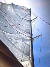 Low angle view of sailboat against sky