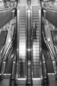 High angle view of escalator