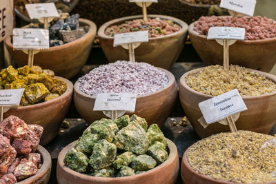 Vegetables spices  for sale at market stall