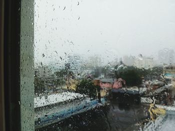 View of rain drops on glass window