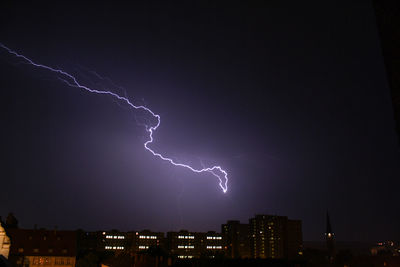 Lightning in city at night