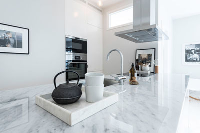 Marble counter in kitchen at home