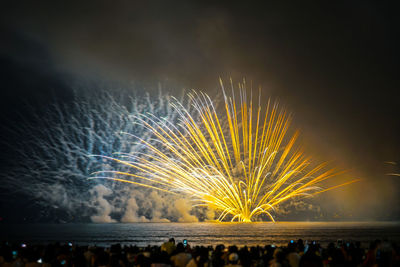 Firework display at night