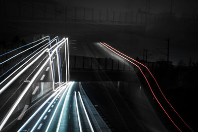 Light trails on highway at night