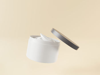 High angle view of white container