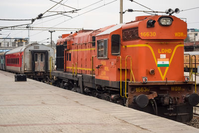 Train on railroad station