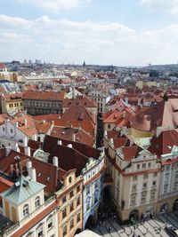 High angle view of townscape against sky