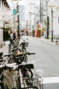 Bicycle parked on city street