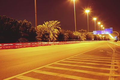 Light trails on road at night