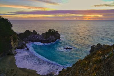 Scenic view of sea against sky during sunset