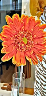 Close-up of flower vase on table