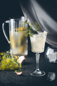 Close-up of wine glass on table