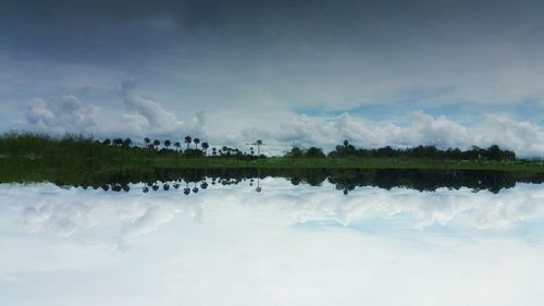 Scenic view of lake against sky