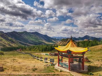 Scenic view of mountains against sky