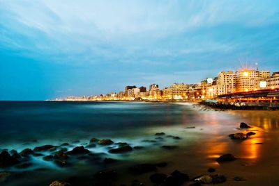 Scenic view of alexandria beach at sunset