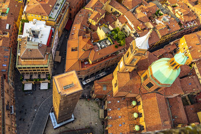 High angle view of buildings in city