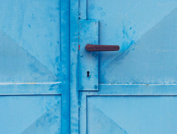 Close-up of closed blue door