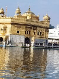 Reflection of building in river