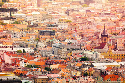 High angle view of buildings in city