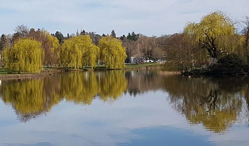 Scenic view of lake against sky