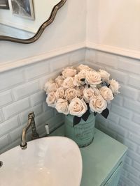 High angle view of roses in vase