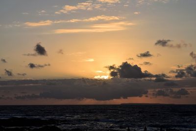 Scenic view of calm sea at sunset