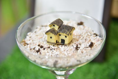 Close-up of drink on glass table