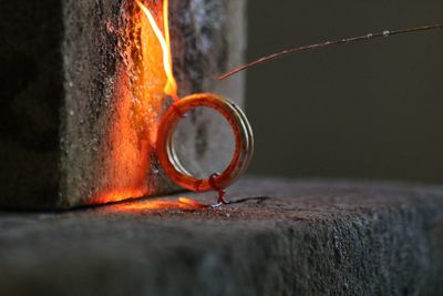 Close-up of fire against black background