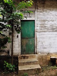 Closed door of old building