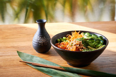 Close-up of food on table