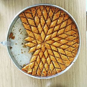 High angle view of food on table