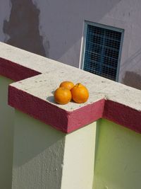 High angle view of oranges on table