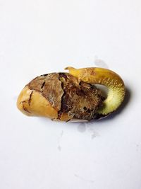 High angle view of banana on white background