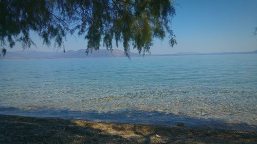 Scenic view of sea against clear sky