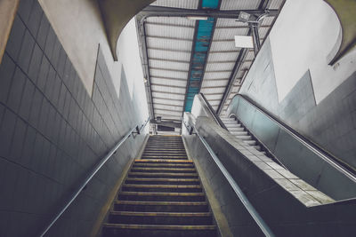 Low angle view of staircase in a trainstation