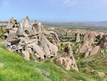 High angle view of castle against sky