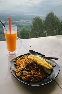 Close-up of food in plate on table