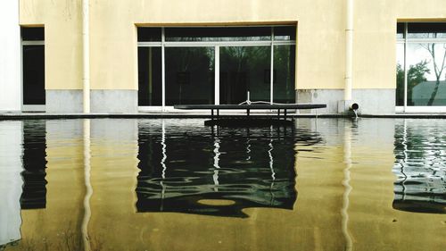 Reflection of building in water