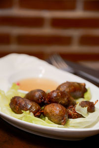 Close-up of meal served in plate