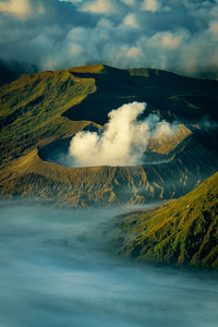 Scenic view of volcanic landscape against sky