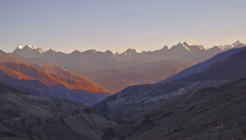 Scenic view of mountains against clear sky